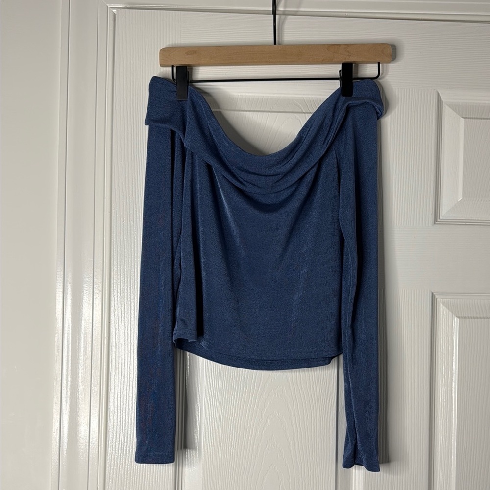 Edikted Blue Off-Shoulder Blouse